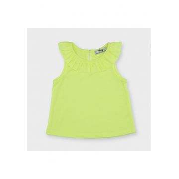 Top cu guler volan  - Elena - Galben Fosforescent - pentru fetite