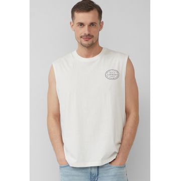 Top din bumbac cu decolteu la baza gatului