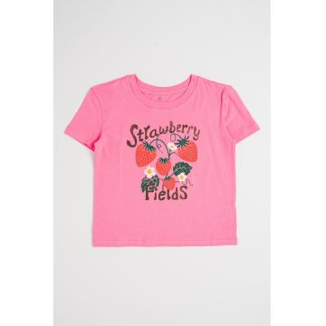 Tricou cu decolteu la baza gatului - cu imprimeu