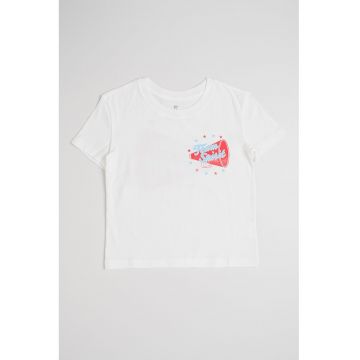 Tricou cu decolteu la baza gatului - cu imprimeu