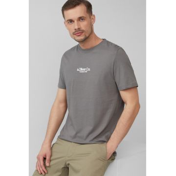 Tricou cu decolteu la baza gatului si detaliu logo