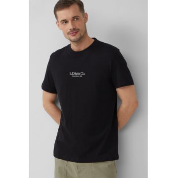 Tricou cu decolteu la baza gatului si detaliu logo
