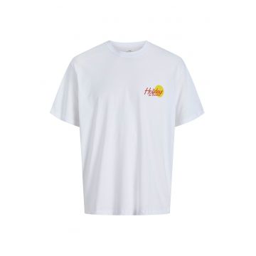 Tricou cu decolteu la baza gatului si imprimeu