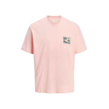 Tricou cu decolteu la baza gatului si imprimeu