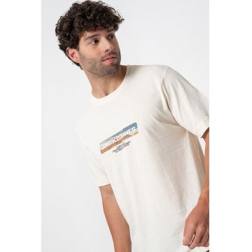 Tricou cu decolteu la baza gatului si imprimeu frontal