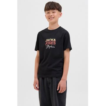 Tricou cu decolteu la baza gatului si imprimeu logo