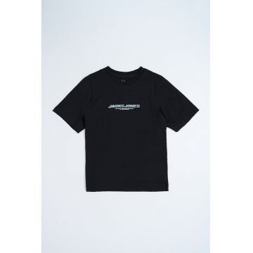 Tricou cu decolteu la baza gatului si logo pe piept