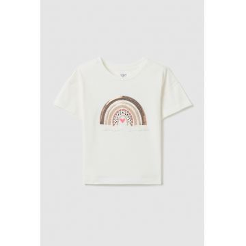 Tricou cu strasuri si detaliu brodat