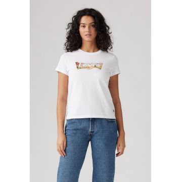 Tricou de bumbac cu decolteu la baza gatului