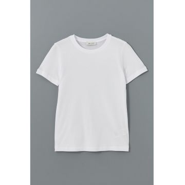 Tricou de bumbac cu decolteu la baza gatului