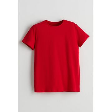 Tricou de bumbac cu decolteu la baza gatului