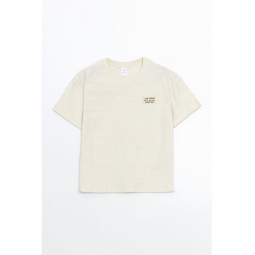 Tricou de bumbac cu decolteu la baza gatului