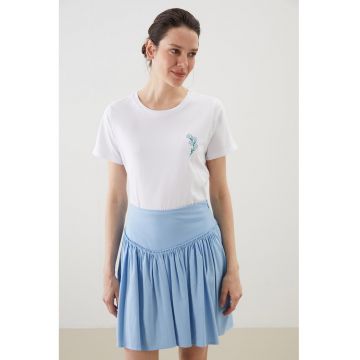 Tricou de bumbac cu decolteu la baza gatului