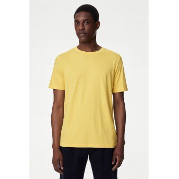 Tricou de bumbac cu decolteu la baza gatului