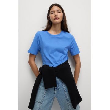 Tricou de bumbac cu decolteu rotund