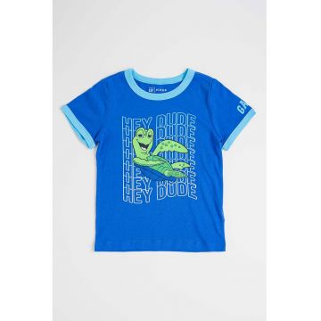 Tricou de bumbac cu detalii contrastante