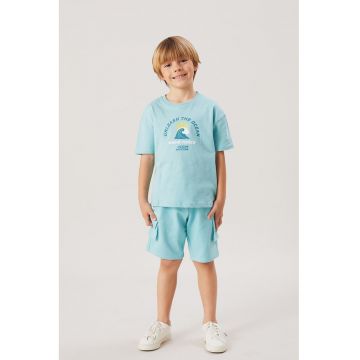 Tricou de bumbac cu imprimeu contrastant