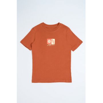 Tricou de bumbac cu imprimeu grafic discret
