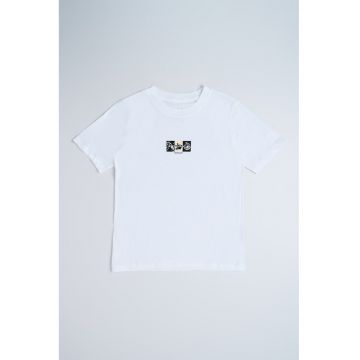 Tricou de bumbac cu imprimeu grafic discret