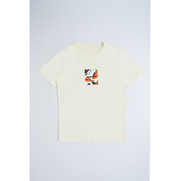 Tricou de bumbac cu imprimeu grafic si logo