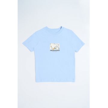 Tricou de bumbac cu imprimeu grafic si logo