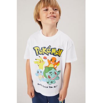 Tricou de bumbac cu imprimeu Pokemon