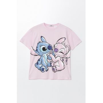Tricou de bumbac cu imprimeu Stitch
