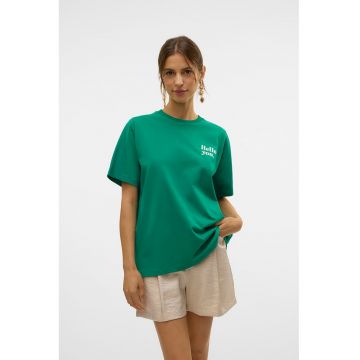 Tricou de bumbac organic cu imprimeu contrastant