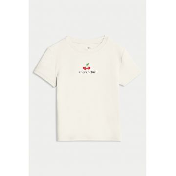 Tricou din amestec de bumbac cu decolteu la baza gatului