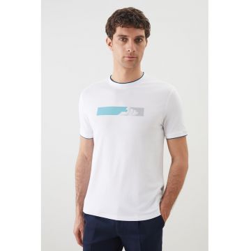 Tricou din amestec de bumbac cu decolteu la baza gatului
