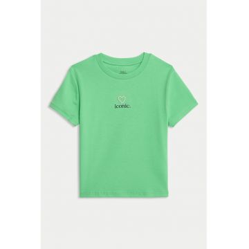 Tricou din amestec de bumbac cu decolteu la baza gatului