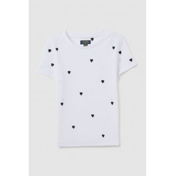 Tricou din amestec de bumbac cu imprimeu si decolteu rotund