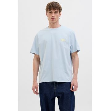 Tricou din amestec de bumbac organic cu decolteu la baza gatului