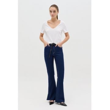 Tricou din bumbac cu decolteu in V