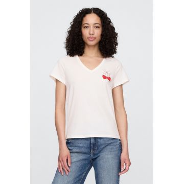Tricou din bumbac cu decolteu in V