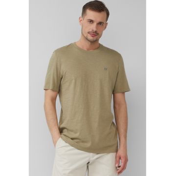 Tricou din bumbac cu decolteu la baza gatului