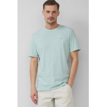 Tricou din bumbac cu decolteu la baza gatului