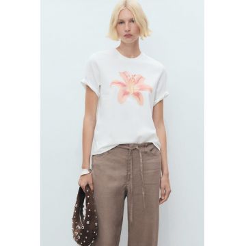 Tricou din bumbac cu imprimeu floral