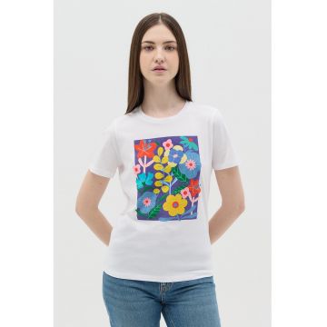 Tricou din bumbac cu imprimeu floral