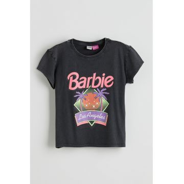 Tricou din bumbac cu model grafic si imprimeu text
