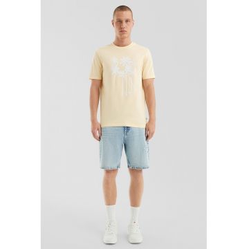 Tricou din bumbac cu model tropical