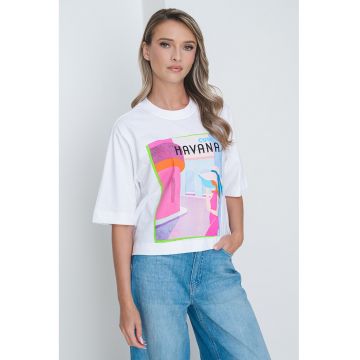 Tricou din bumbac organic cu imprimeu grafic Cheri