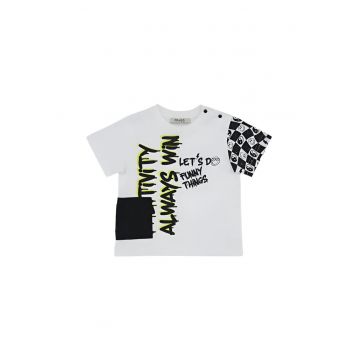 Tricou imprimat  - Feeling Good - Alb/Negru - pentru baietei