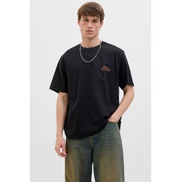 Tricou lejer de bumbac cu imprimeu foto pe partea din spate
