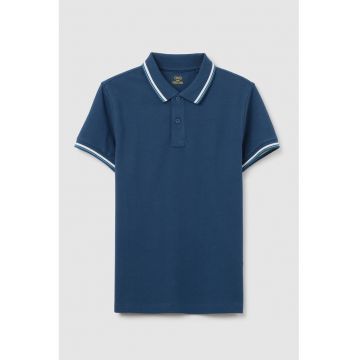 Tricou polo cu benzi inguste contrastante