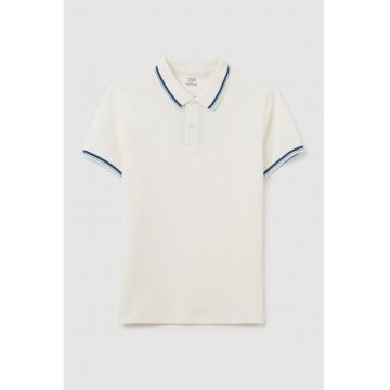 Tricou polo cu benzi inguste contrastante