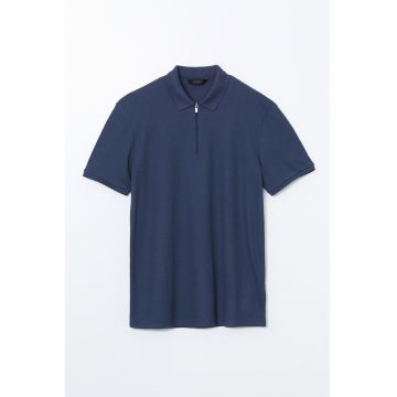 Tricou polo cu fenta cu fermoar
