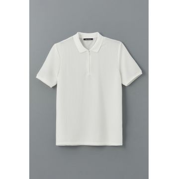 Tricou polo cu fenta cu fermoar