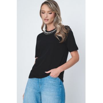 Tricou regular fit cu strasuri Cheri