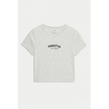 Tricou striat cu decolteu rotund